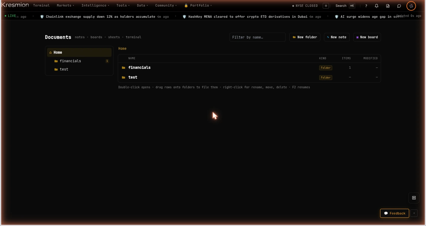 The Kresmion Documents file explorer